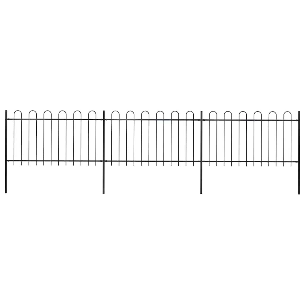 Recinzione da Giardino con Parte Superiore ad Anello in Acciaio 537x100 cm Nera vidaXL
