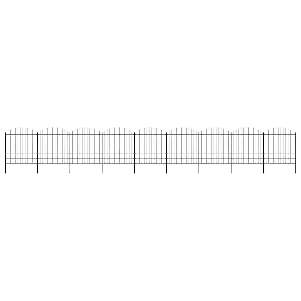 Recinzione da Giardino con Punta a Lancia in Acciaio 1603,5x200 cm Nero vidaXL