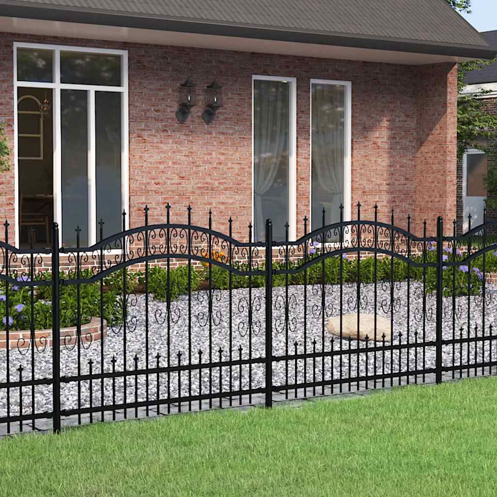 Recinzione da giardino con punta a lancia nera 240x100 cm in acciaio verniciato a polvere vidaXL