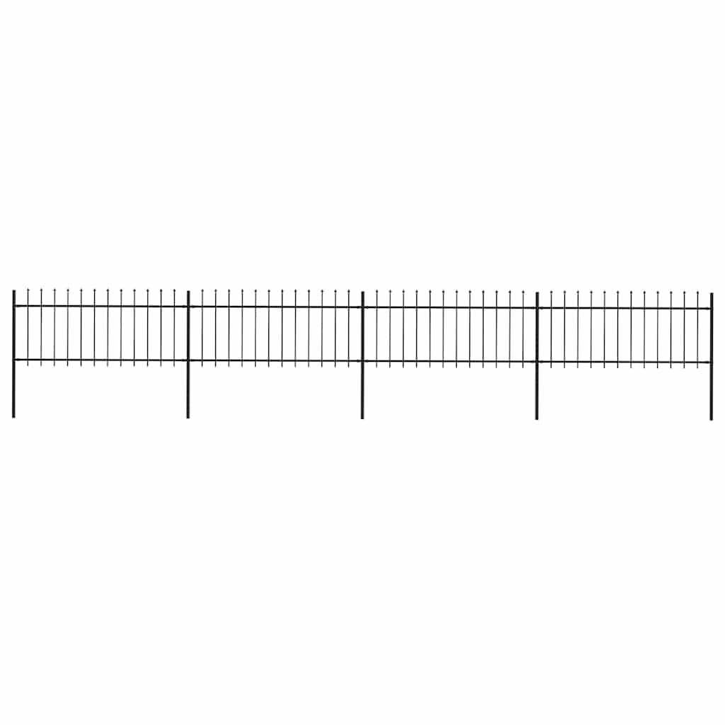Recinzione da Giardino con Punta a Lancia in Acciaio 714,5x80 cm Nero vidaXL