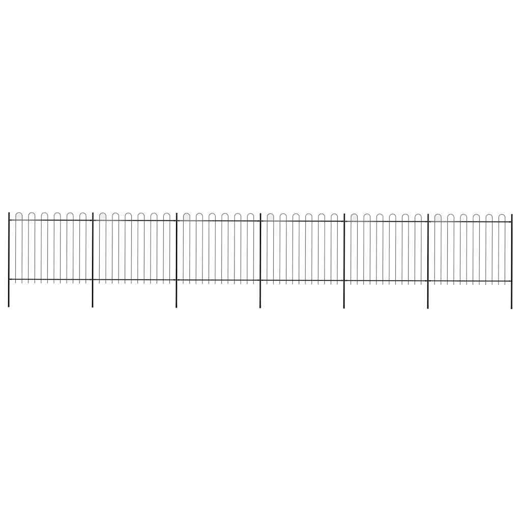 Recinzione da Giardino con Parte Superiore ad Anello in Acciaio 1070x150 cm Nero vidaXL