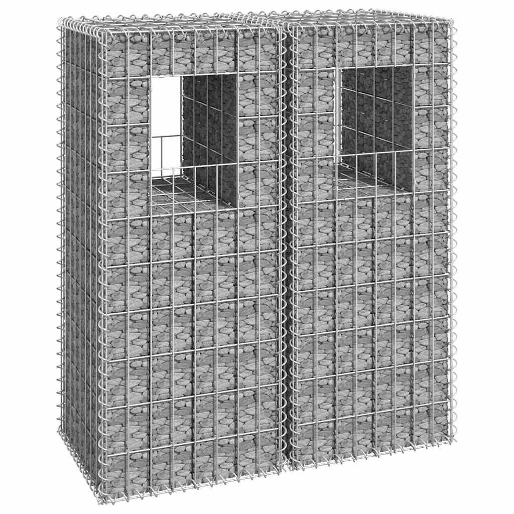 Cesti a Gabbione a Torre 2 pz 40x40x100 cm in Ferro vidaXL
