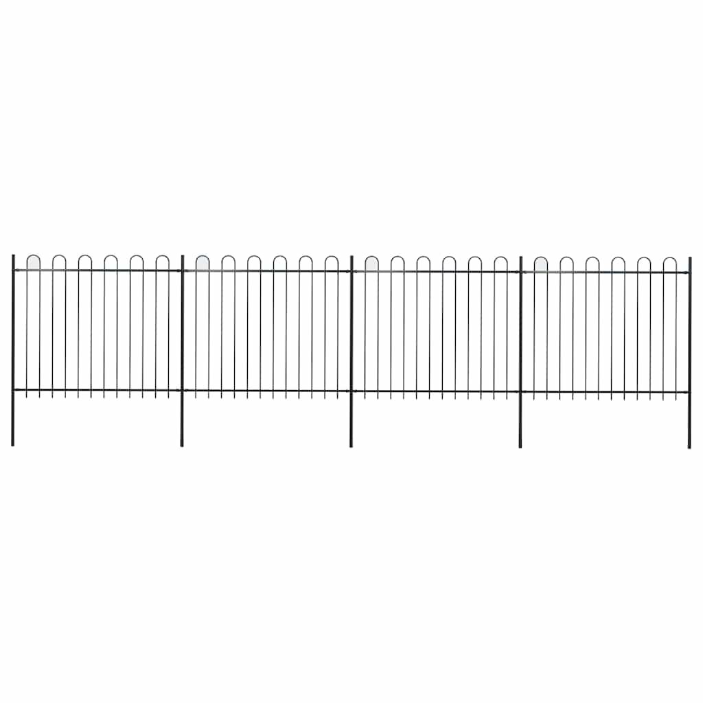 Recinzione da Giardino con Parte Superiore ad Anello in Acciaio 714,5x150 cm Nero vidaXL