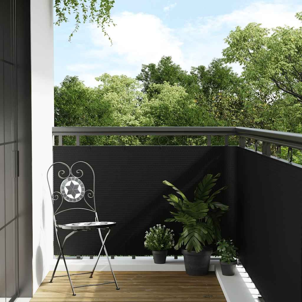 Paravento da Balcone Nero 1000x100 cm in Polyrattan vidaXL