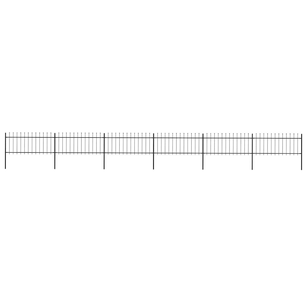 Recinzione da Giardino con Punta a Lancia in Acciaio 1070x80 cm Nero vidaXL