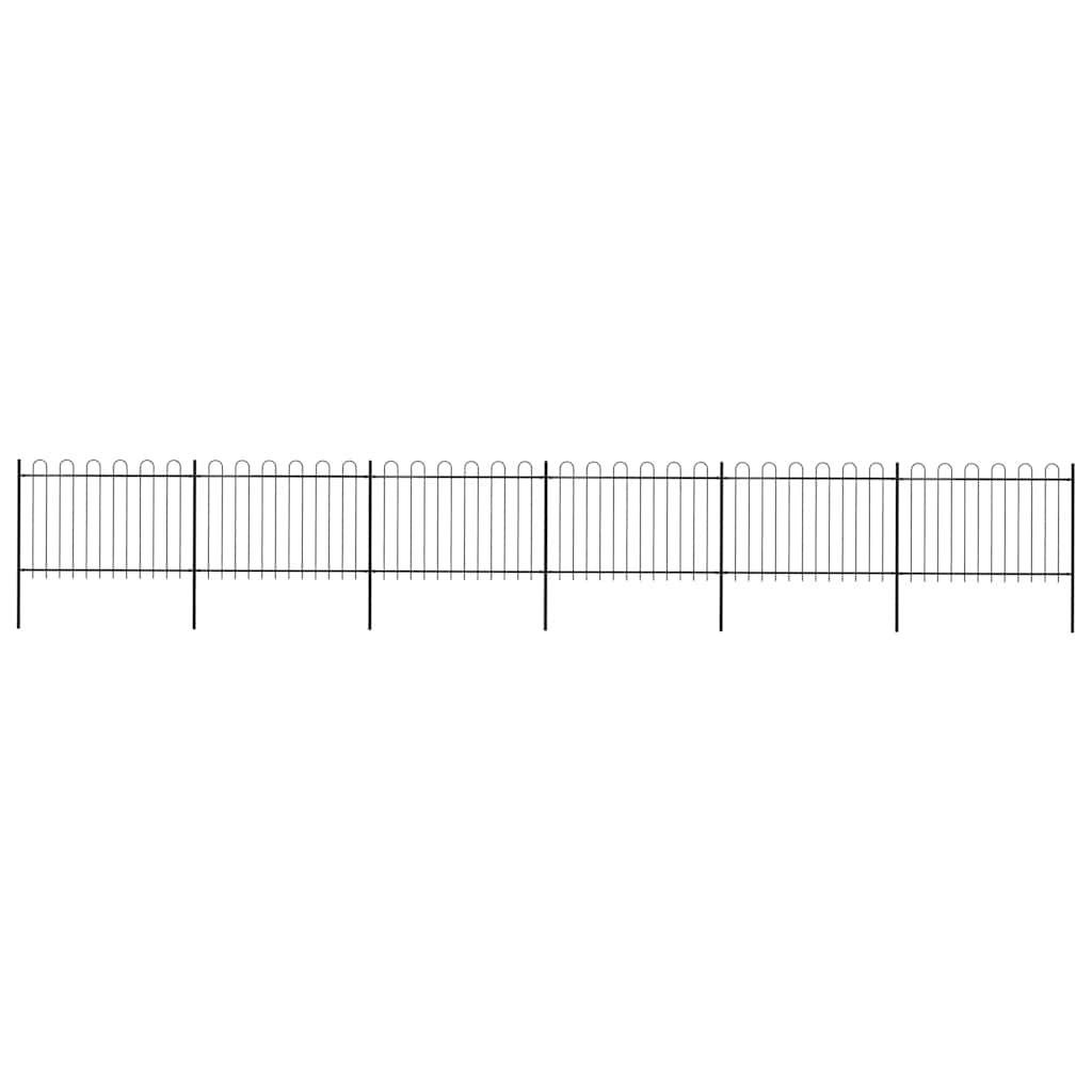 Recinzione da Giardino con Parte Superiore ad Anello in Acciaio 1070x120 cm Nera vidaXL
