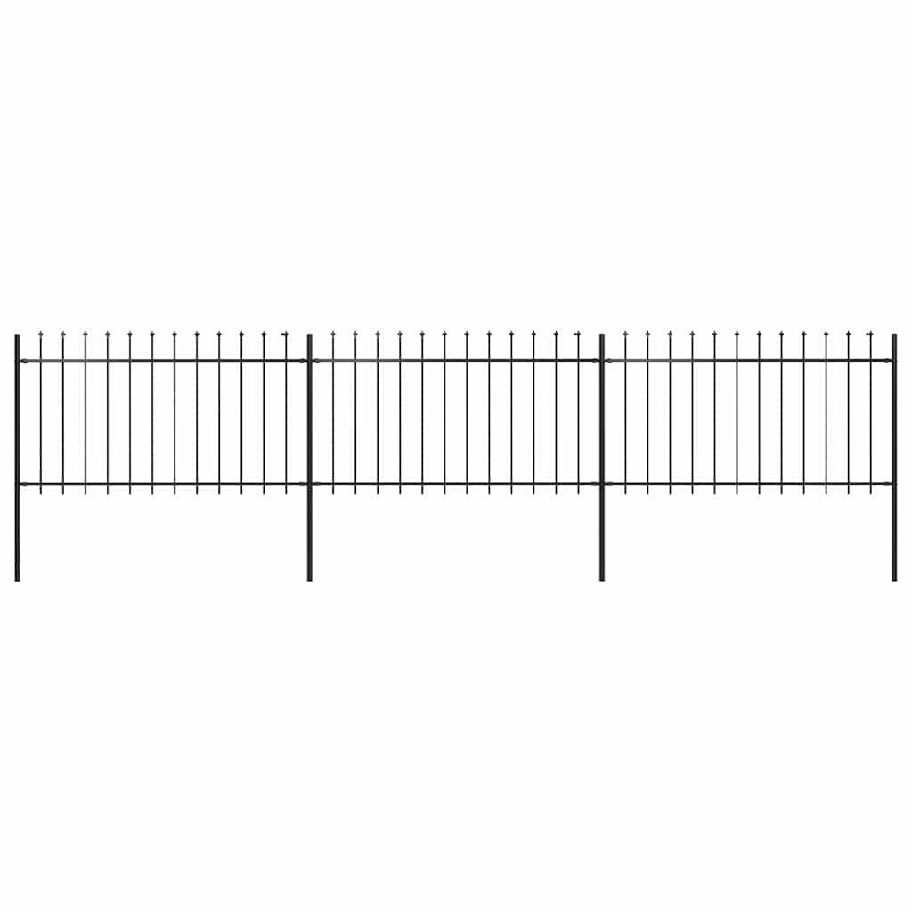 Recinzione da Giardino con Punta a Lancia in Acciaio 537x100 cm Nera vidaXL