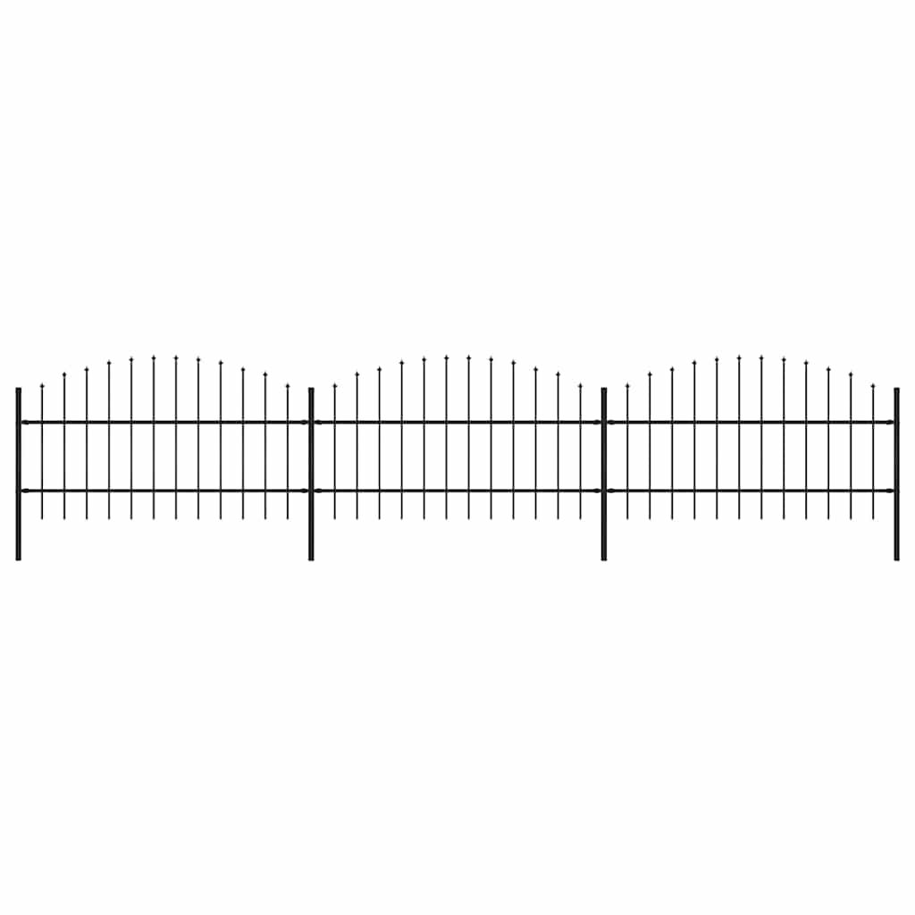 Recinzione da Giardino con Punta a Lancia in Acciaio 537x100 cm Nera vidaXL