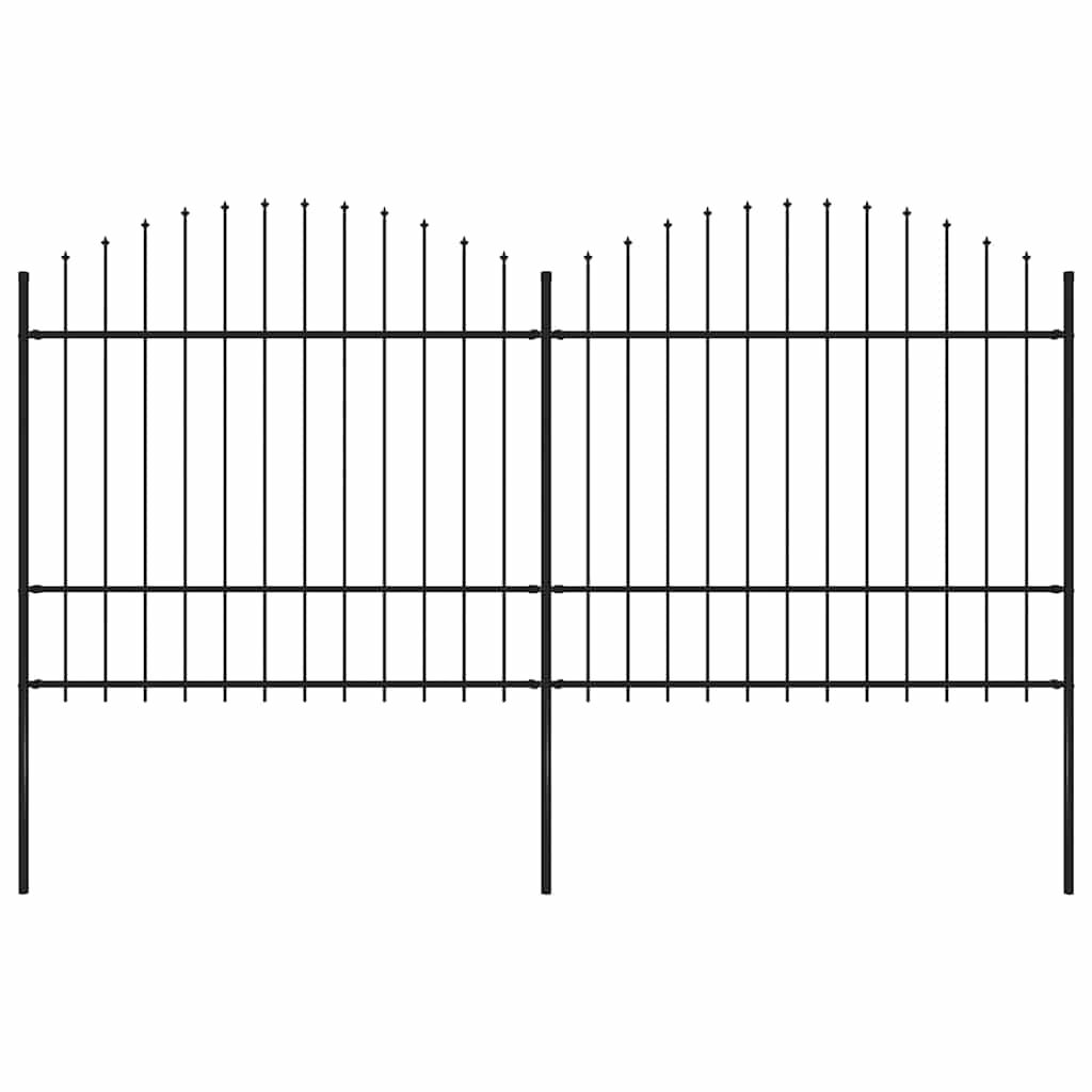 Recinzione da Giardino con Punta a Lancia in Acciaio 359x175 cm Nero vidaXL