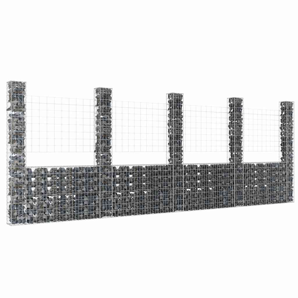 Gabbione a U con 5 Pali in Ferro 500x20x200 cm vidaXL