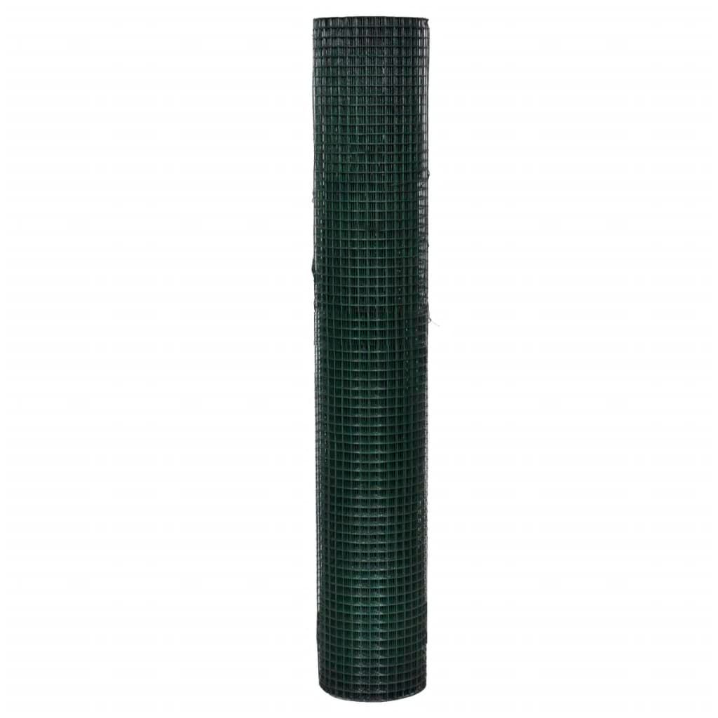Recinto Pollaio in Rete Zincato Rivestimento PVC 10x1 m Verde vidaXL