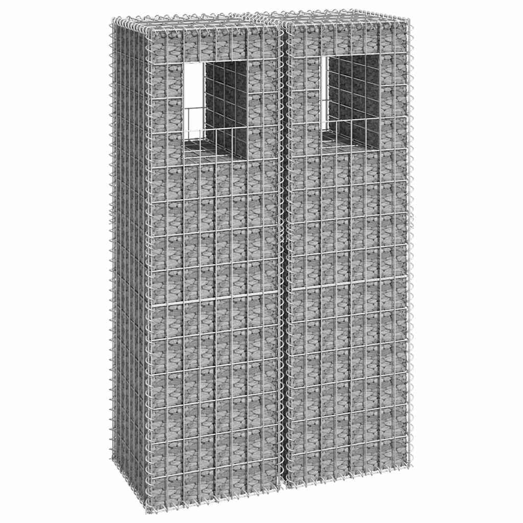 Cesti a Gabbione a Torre 2 pz 40x40x140 cm in Ferro vidaXL