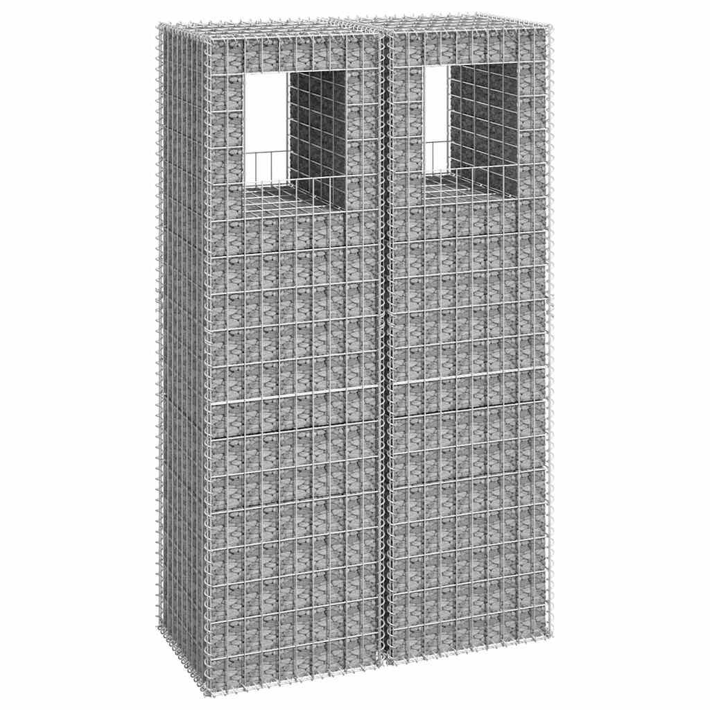 Cesti a Gabbione a Torre 2 pz 50x50x180 cm in Ferro vidaXL