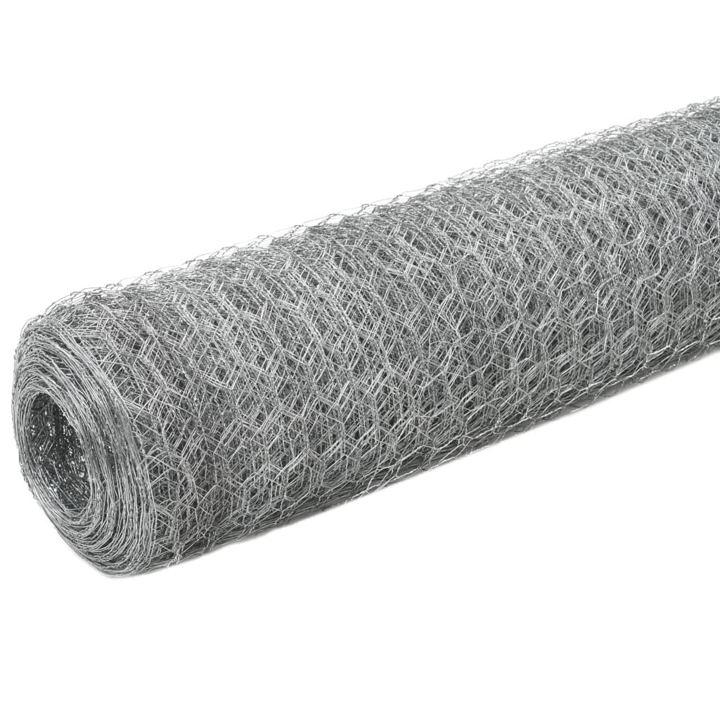 Recinzione in Rete per Pollaio in Acciaio Zincato 25x1,2m Argento vidaXL