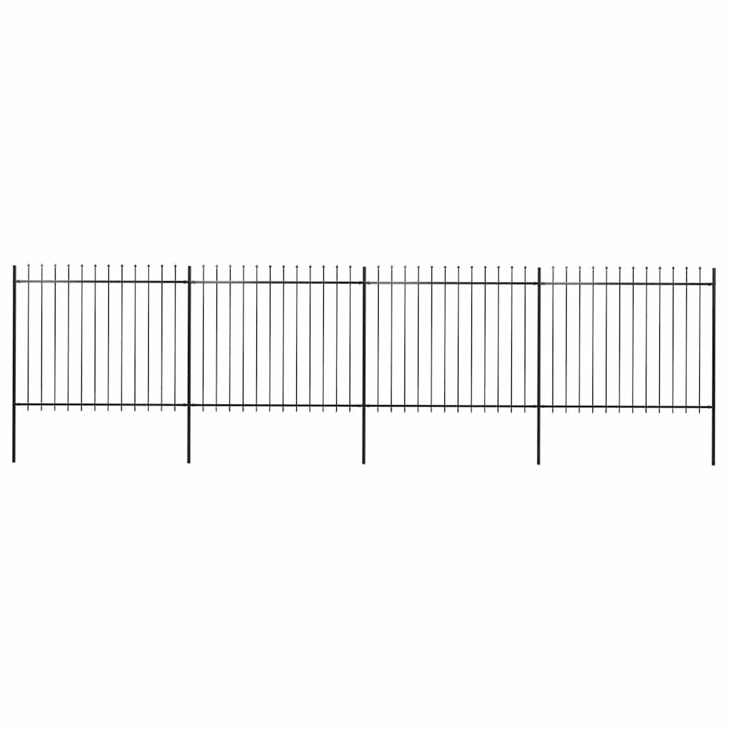 Recinzione da Giardino con Punta a Lancia in Acciaio 714,5x150 cm Nero vidaXL