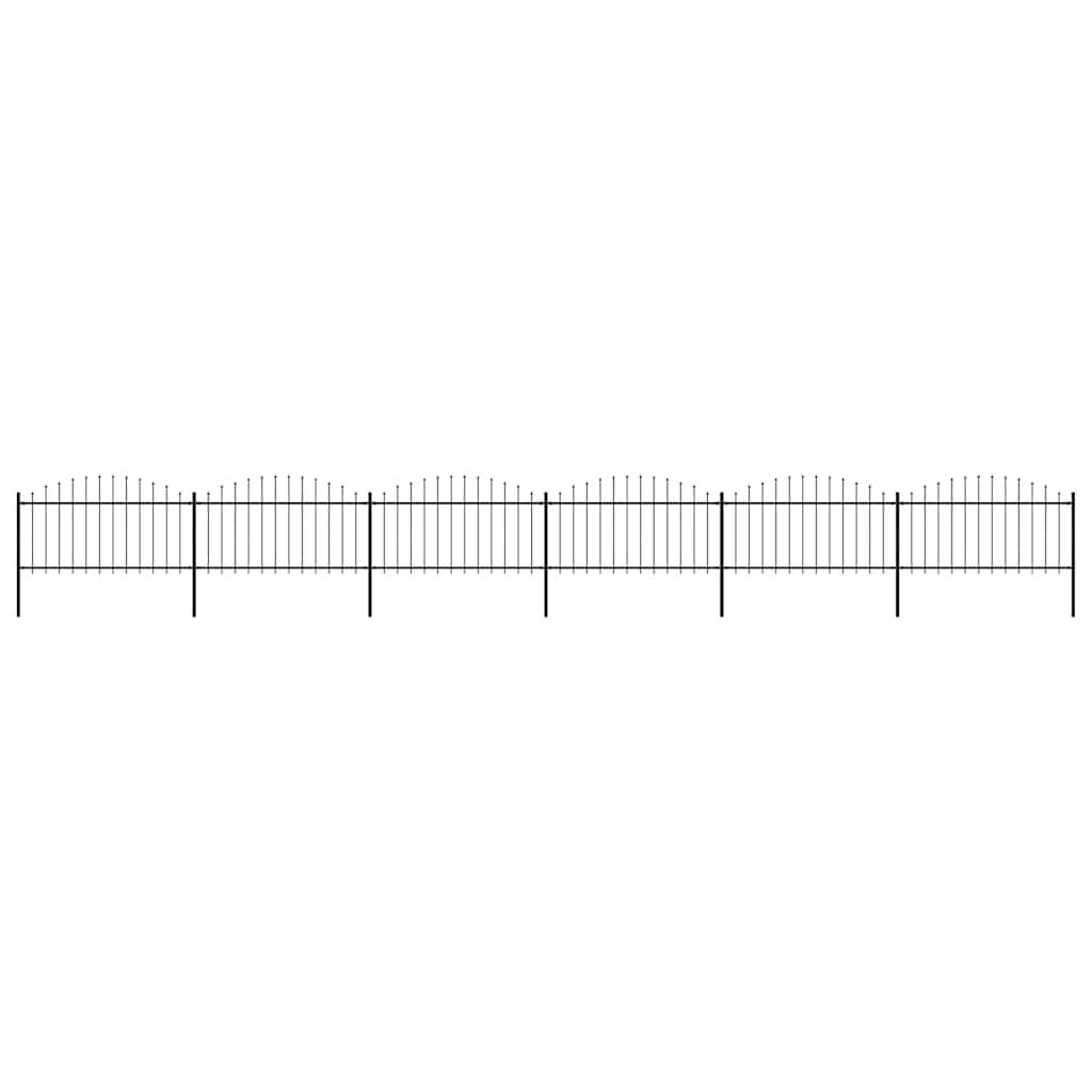 Recinzione da Giardino con Punta a Lancia in Acciaio 1070x150 cm Nero vidaXL