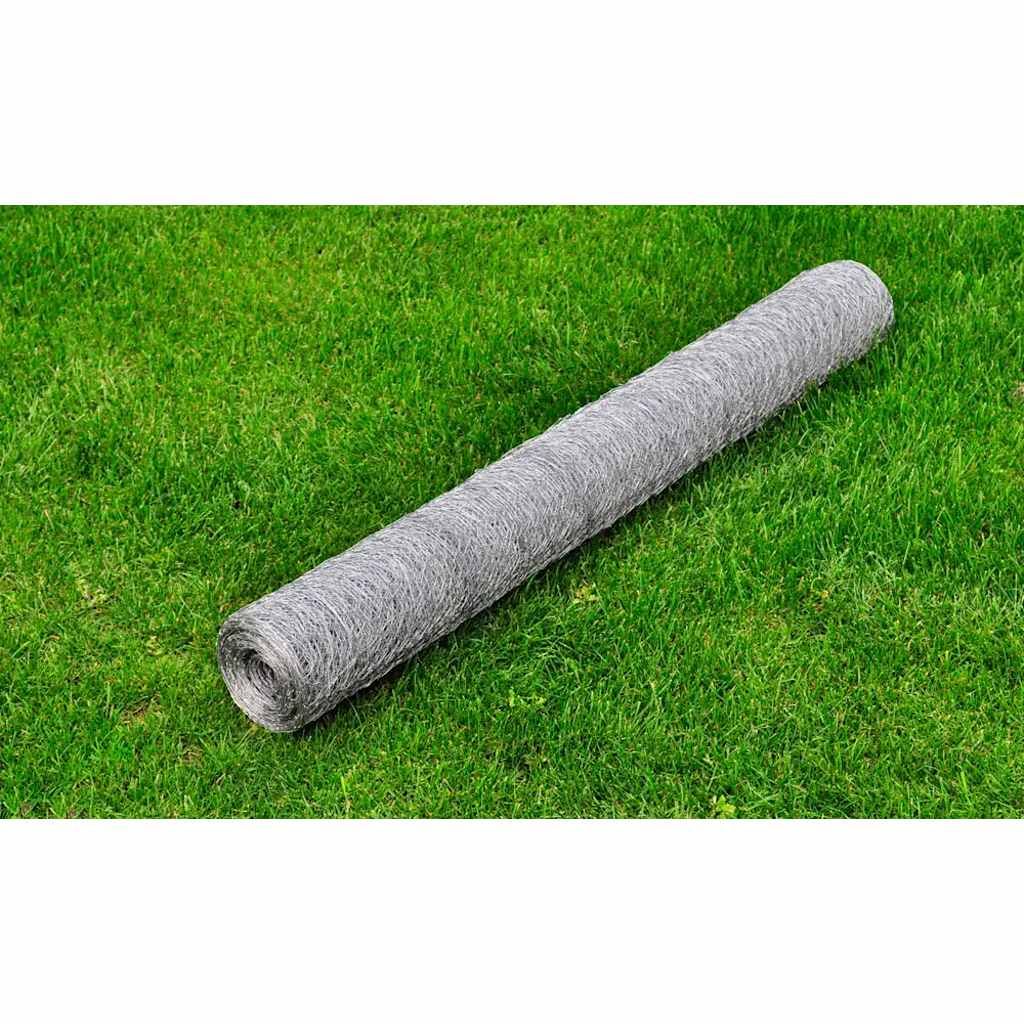 Recinzione in Rete per Pollaio Acciaio Zincato 25x0,5 m Argento vidaXL