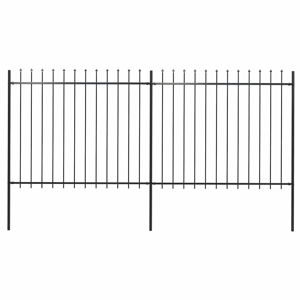Recinzione da Giardino con Punta a Lancia in Acciaio 359x150 cm Nero vidaXL