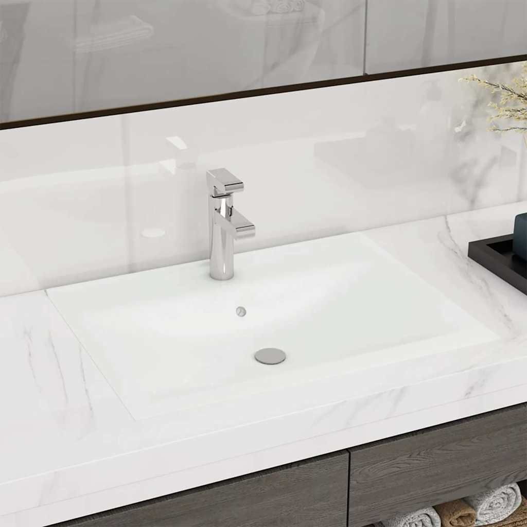 Lavandino con Foro Rubinetto Bianco Opaco 60x46 cm in Ceramica vidaXL