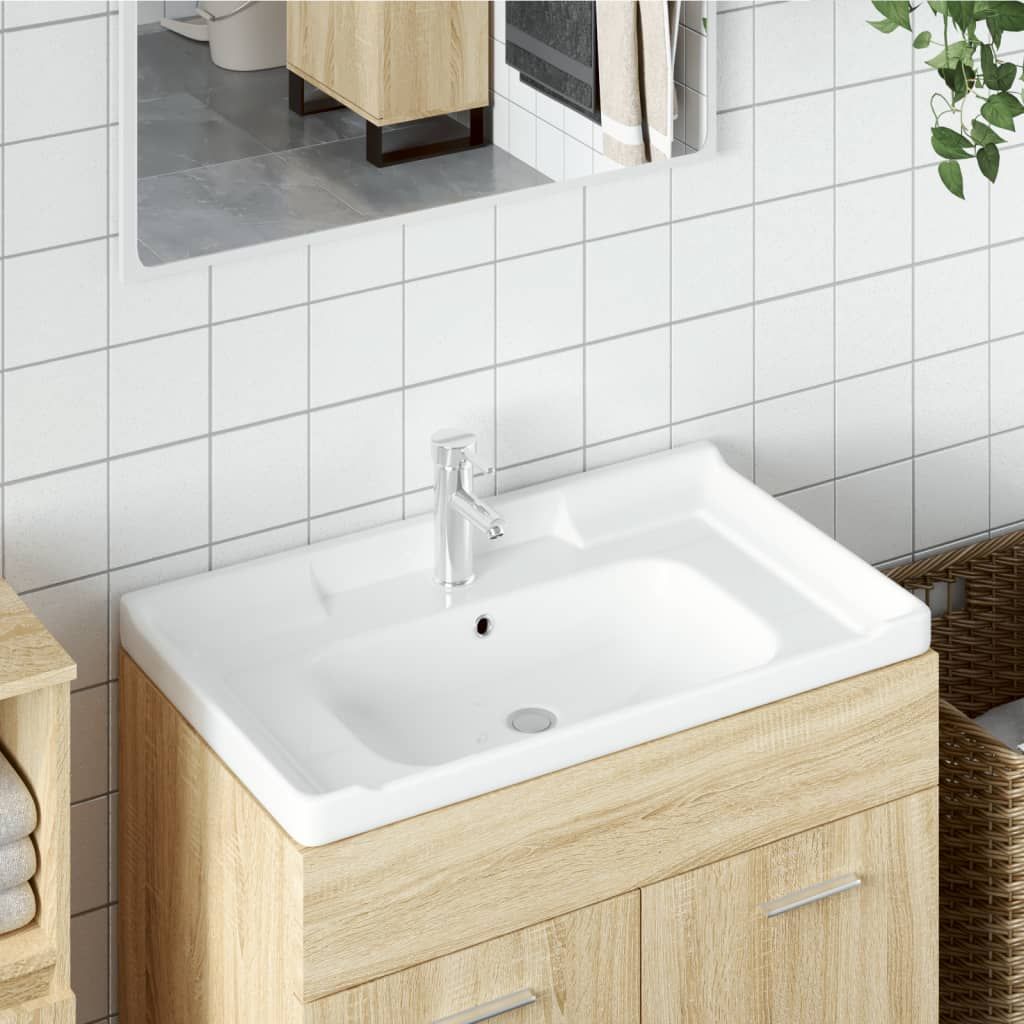 Lavandino da Bagno Bianco 91,5x48x23cm Rettangolare in Ceramica vidaXL