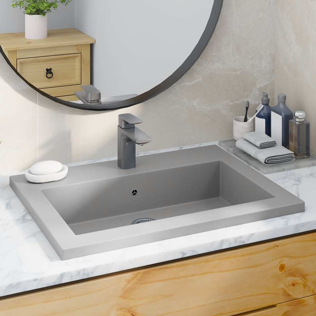 Lavandino in Granito 600x450x120 mm Grigio vidaXL