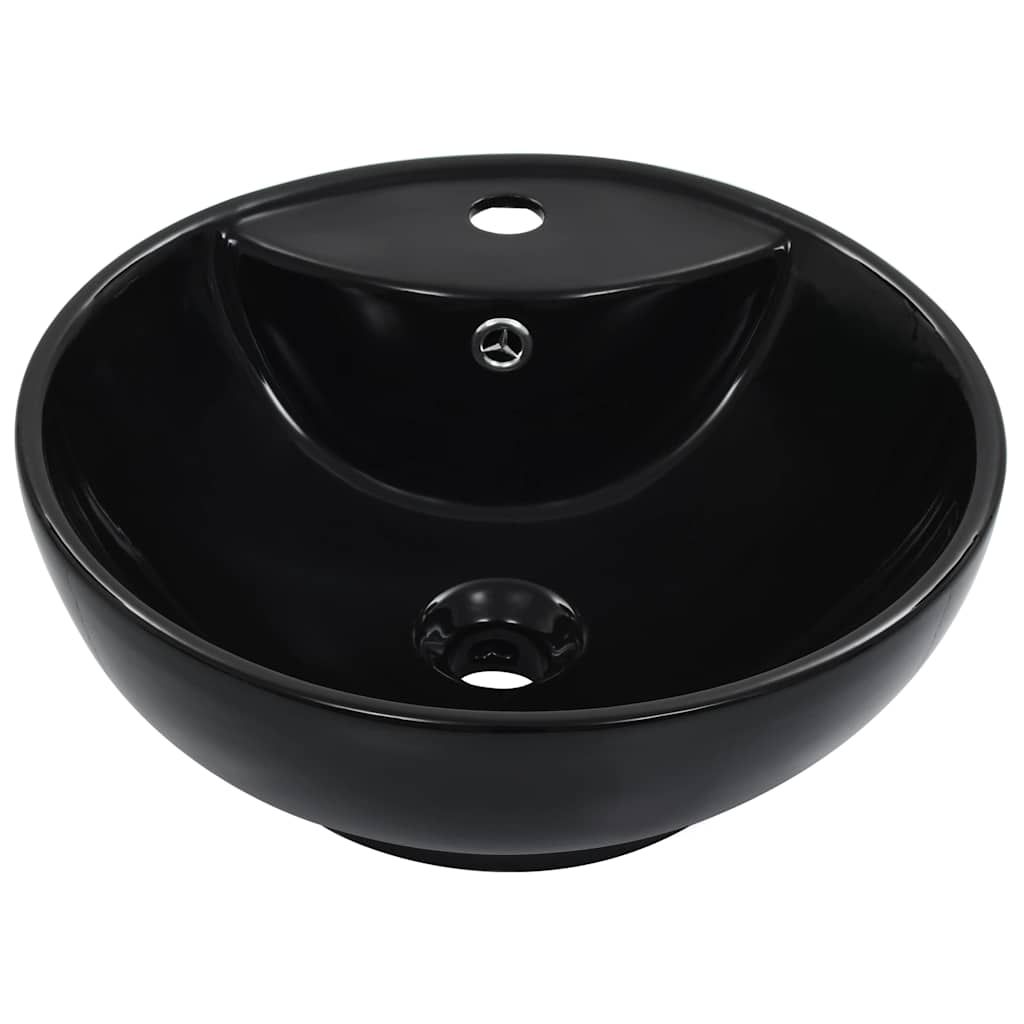 Lavandino con Troppopieno 46,5x18 cm in Ceramica Nero vidaXL