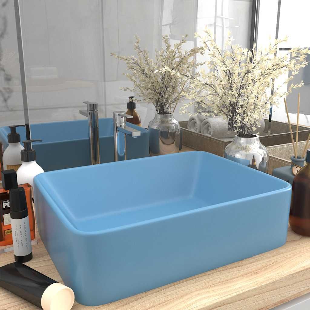 Lavandino Luxury Azzurro Opaco 41x30x12 cm in Ceramica vidaXL
