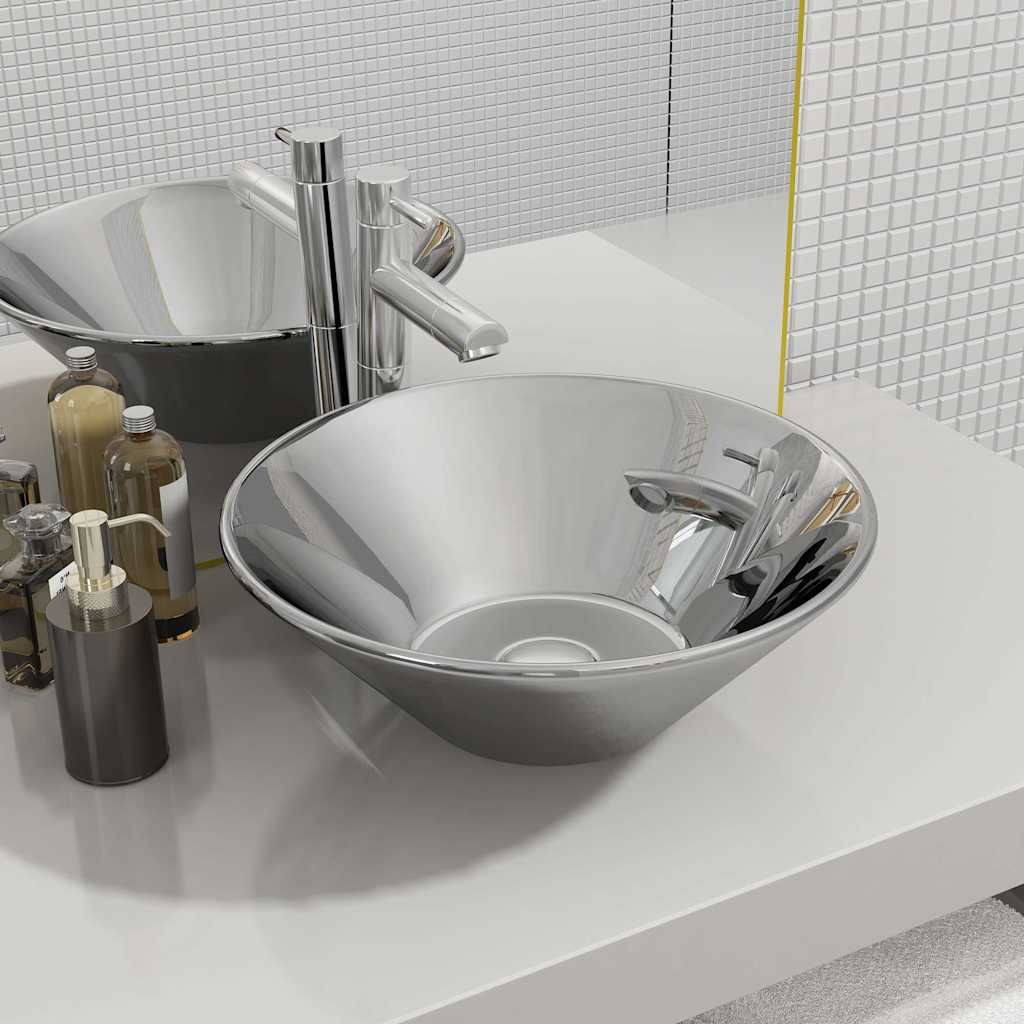 Lavandino 42x14 cm in Ceramica Argento vidaXL