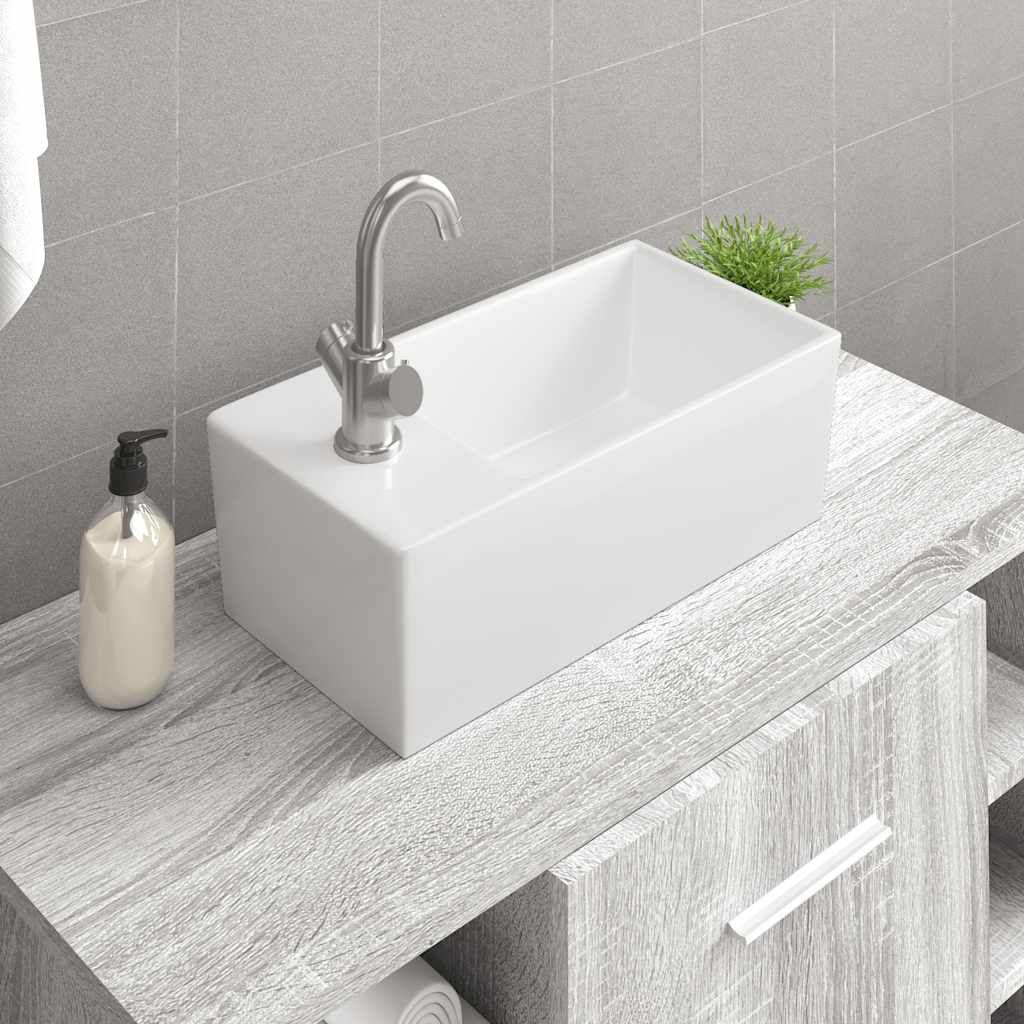 Lavandino Bianco 48x25x15 cm in Ceramica vidaXL