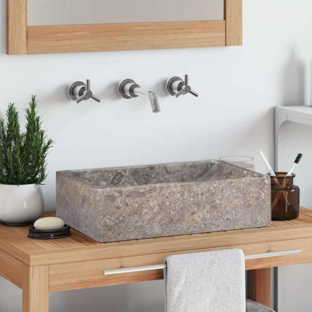 Lavello 45x30x12 cm Marmo Lucido Grigio vidaXL