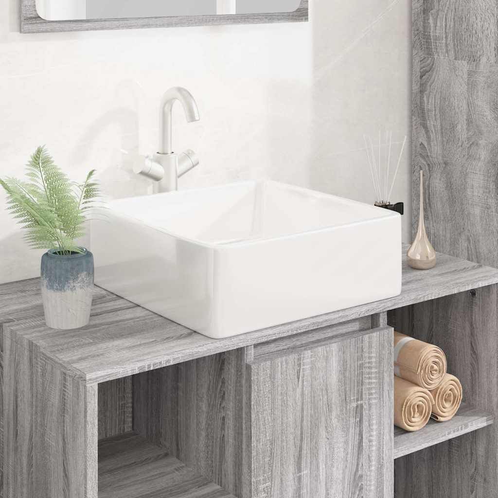 Lavandino Bianco 37x37x13 cm in Ceramica Quadrato vidaXL