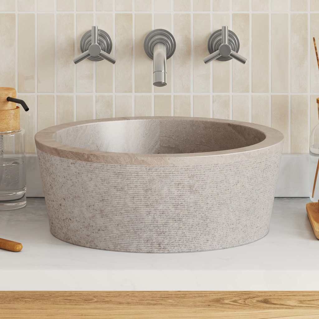 Lavandino Grigio Ø40x15 cm in Marmo vidaXL