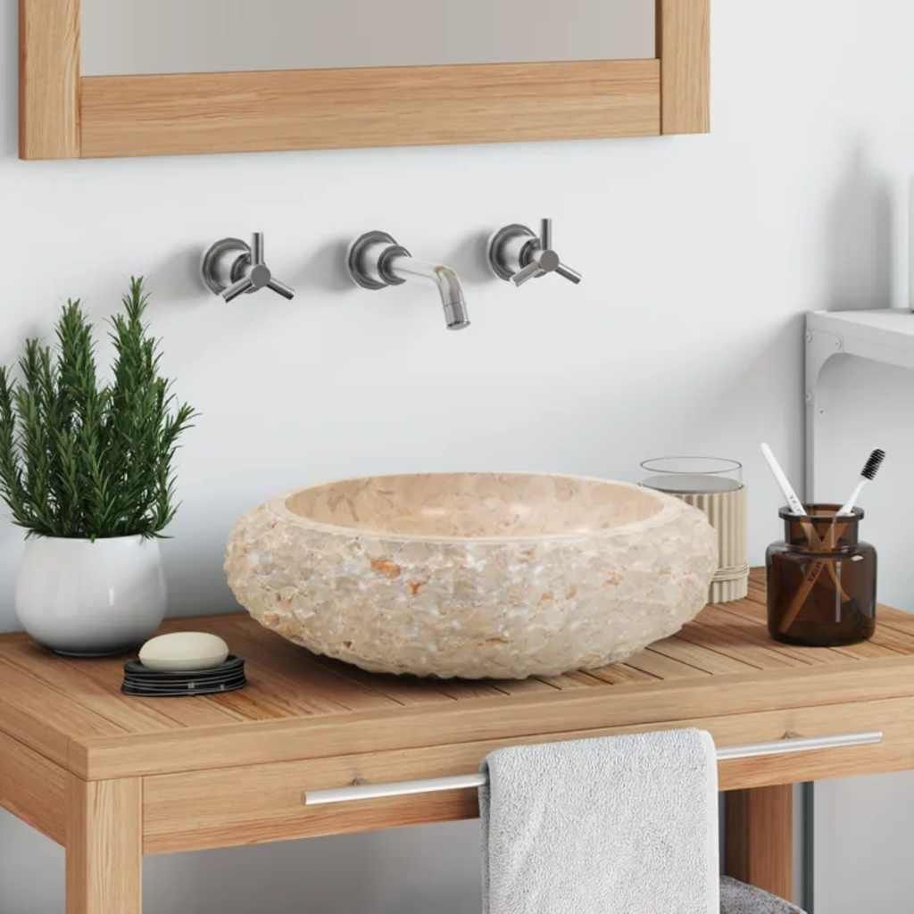 Lavandino 40x12 cm in Marmo Crema vidaXL