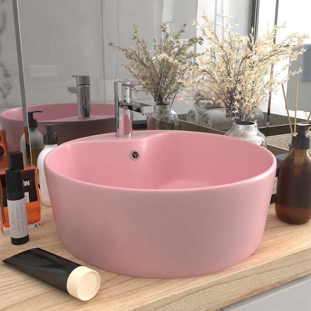 Lavandino con Troppopieno Rosa Opaco 36x13 cm in Ceramica vidaXL