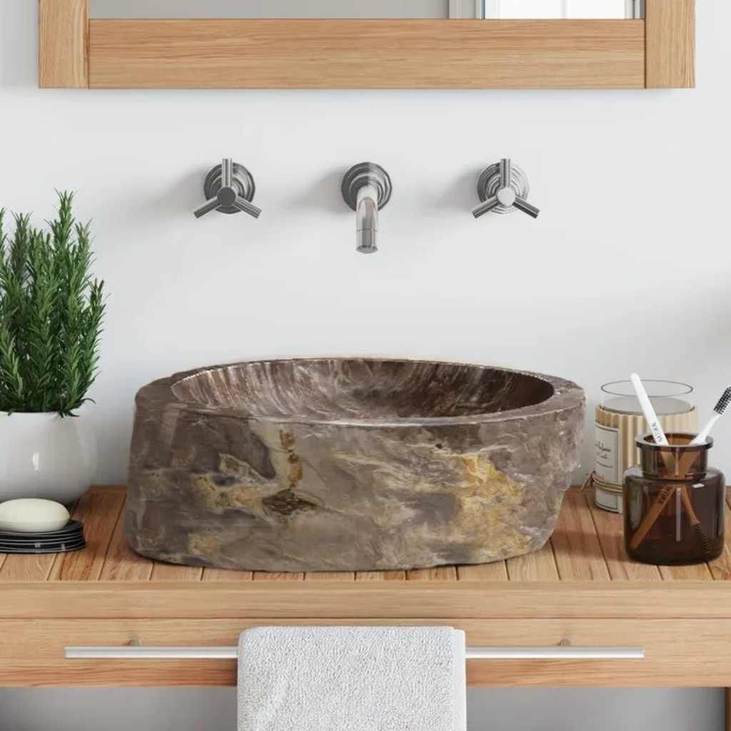 Lavandino 45x35x15 cm in Pietra Fossile Crema vidaXL