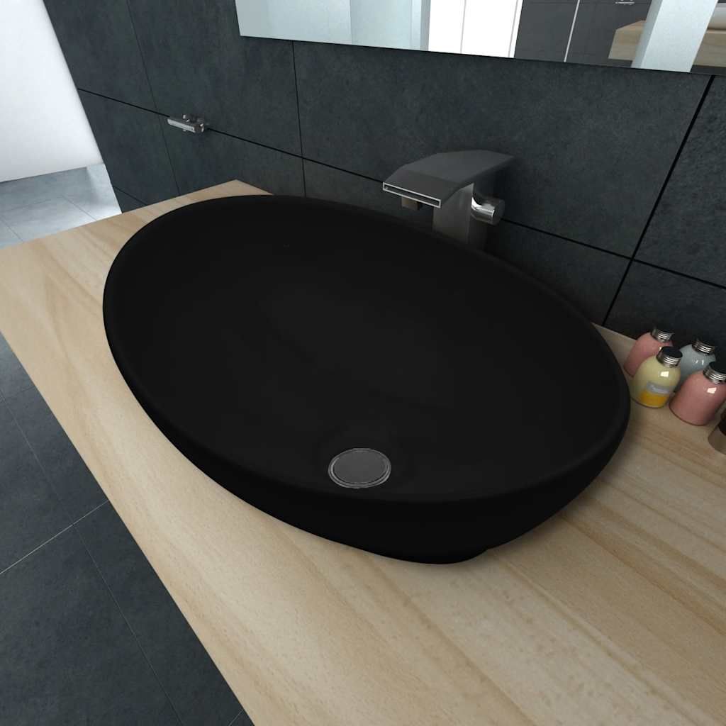 Lavello in Ceramica 40 x 33 cm Nero vidaXL