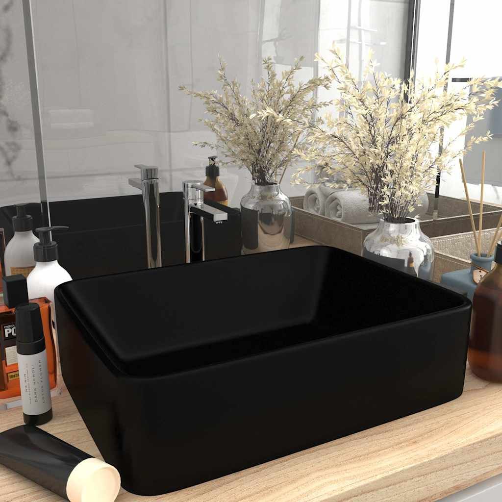 Lavandino Luxury Nero Opaco 41x30x12 cm in Ceramica vidaXL
