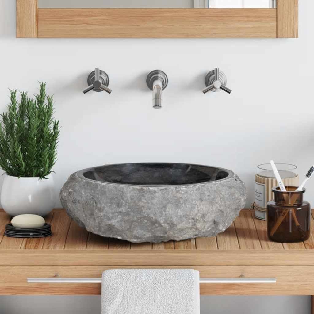 Lavandino 40x12 cm in Marmo Nero vidaXL