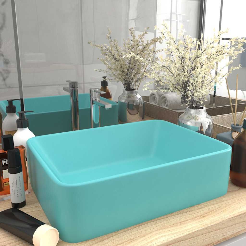 Lavandino Luxury Turchese Opaco 41x30x12 cm in Ceramica vidaXL