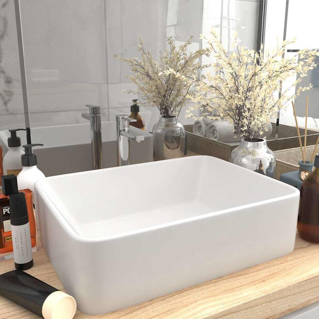Lavandino Luxury Bianco Opaco 41x30x12 cm in Ceramica vidaXL