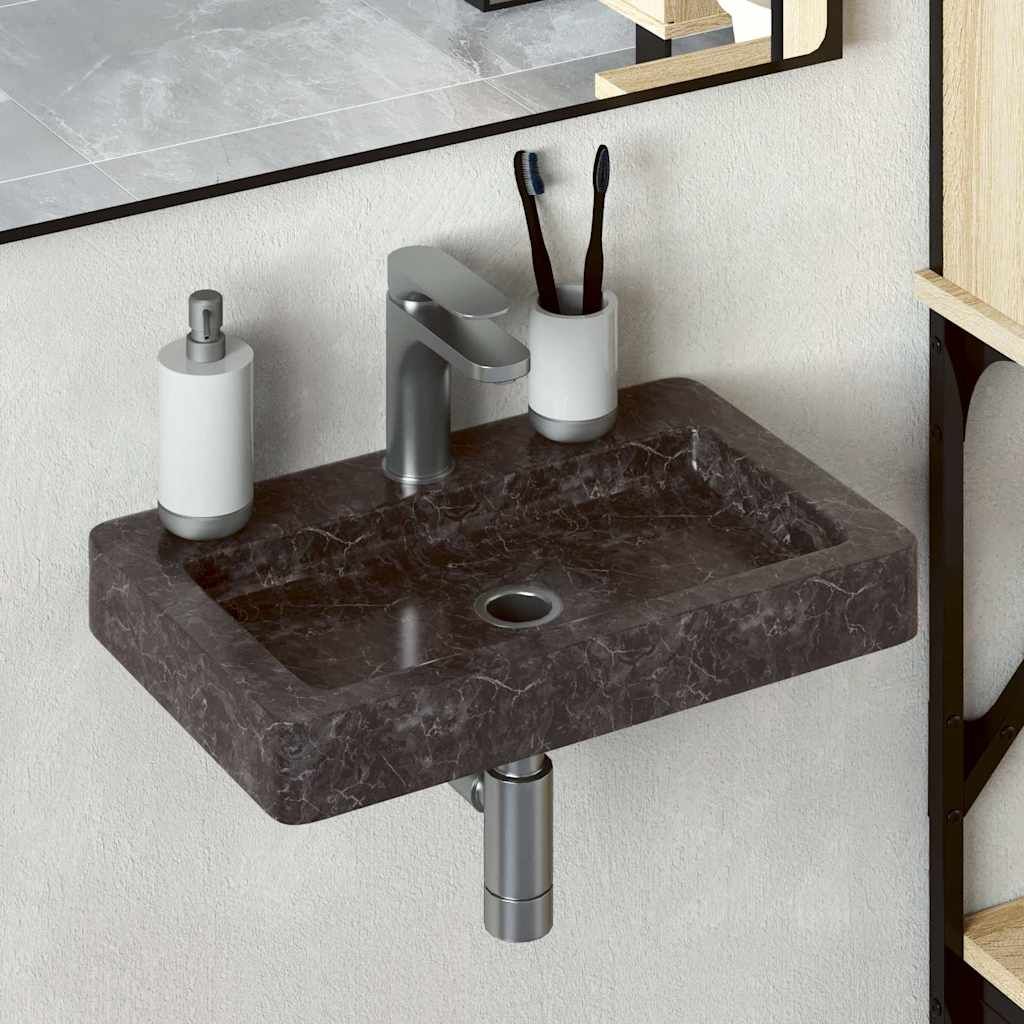 Lavello a Parete Nero 38x24x6,5 cm in Marmo vidaXL