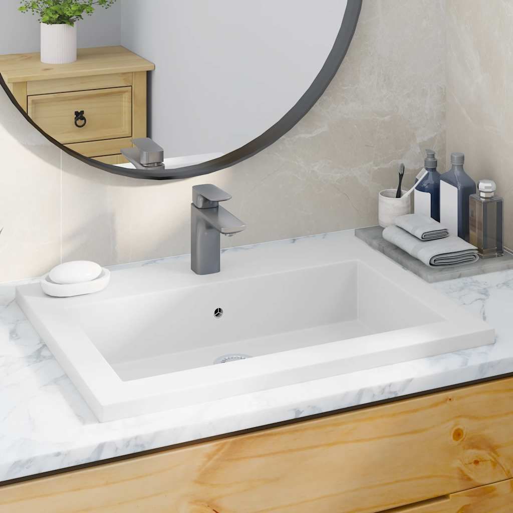 Lavandino in Granito 600x450x120 mm Bianco vidaXL