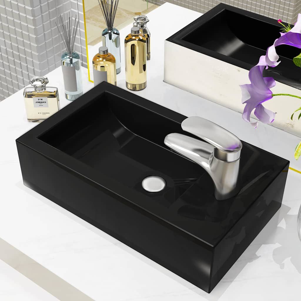 Lavandino con Foro Rubinetto Rettangolare Ceramica 46x25,5x12cm vidaXL