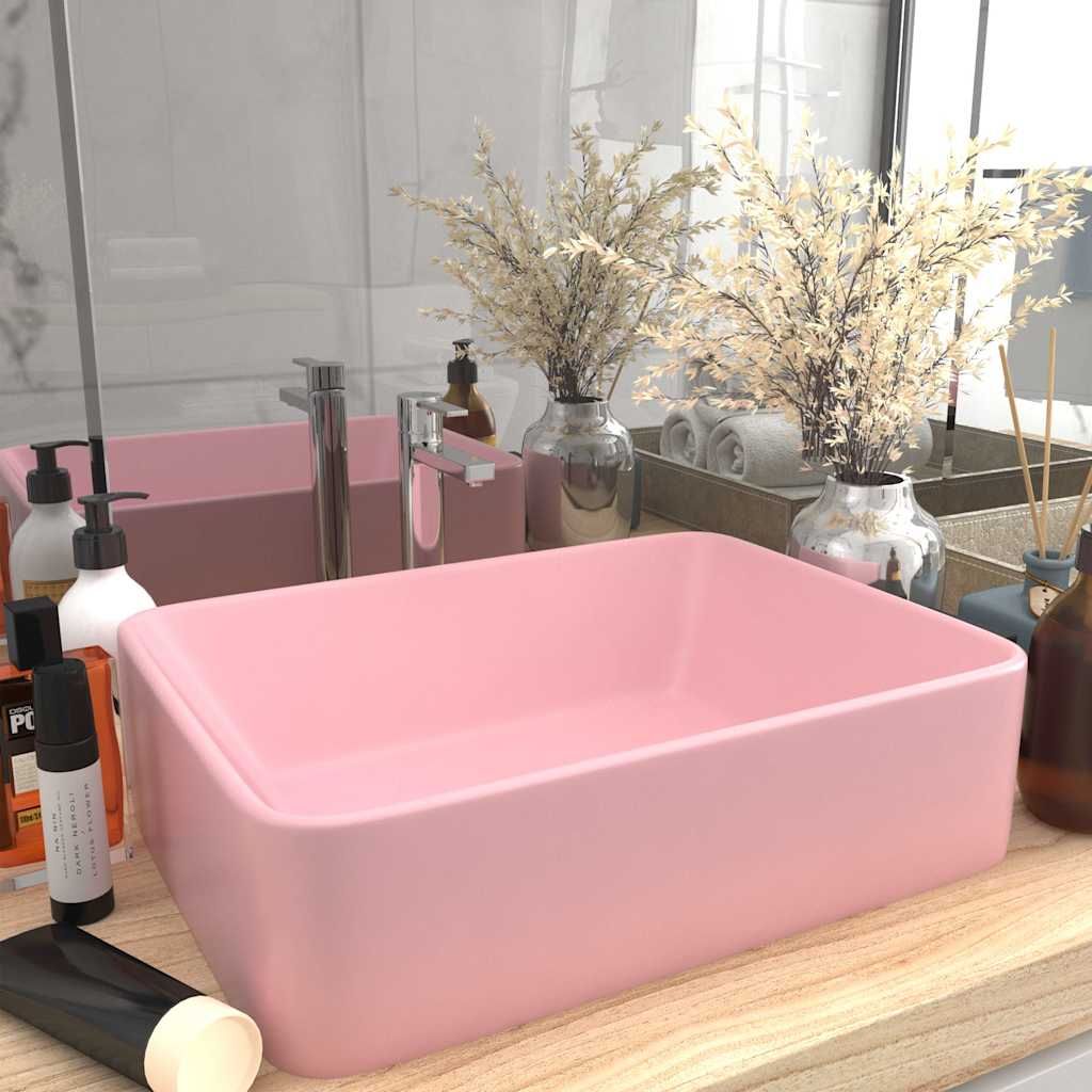 Lavandino Luxury Rosa Opaco 41x30x12 cm in Ceramica vidaXL
