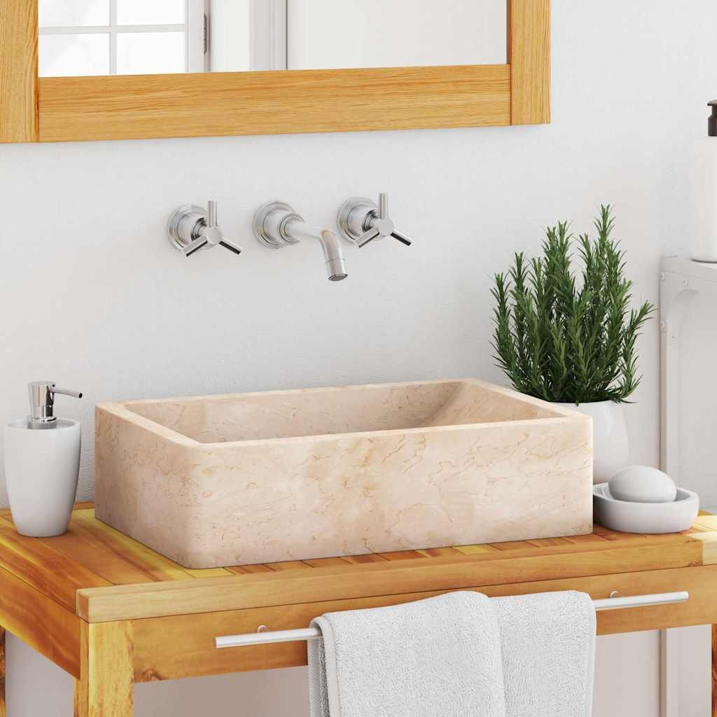 Lavello 45x30x12 cm Marmo Lucido Crema vidaXL