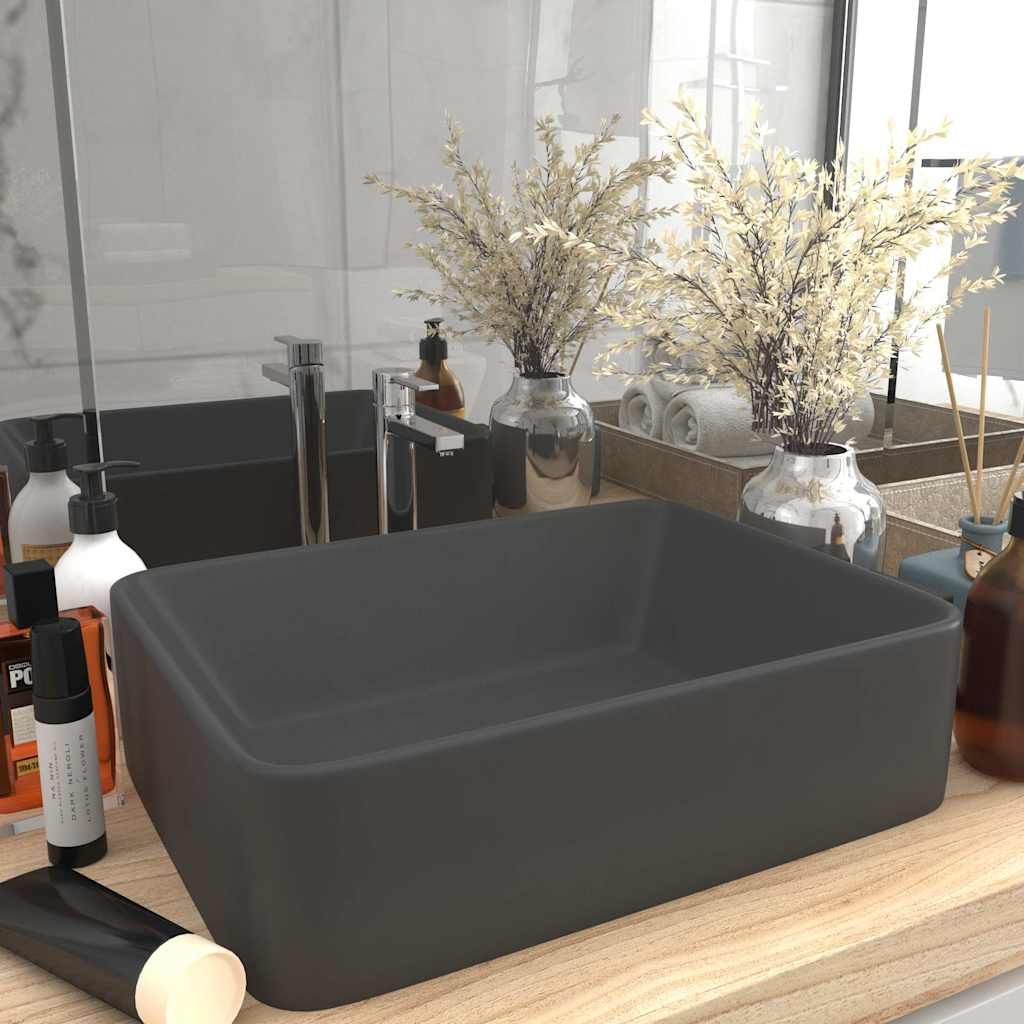 Lavandino Luxury Grigio Scuro Opaco 41x30x12 cm in Ceramica vidaXL