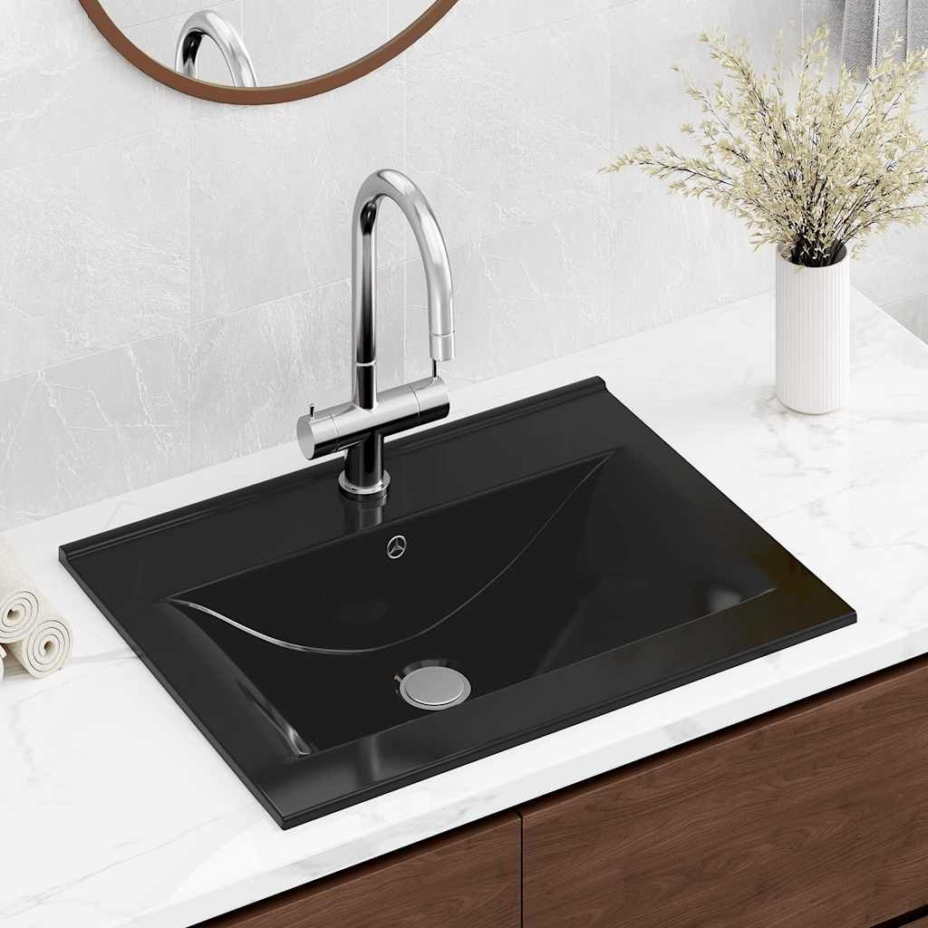 Lavello Bianco in Ceramica di Lusso con Foro Rubinetto 60x46 cm vidaXL