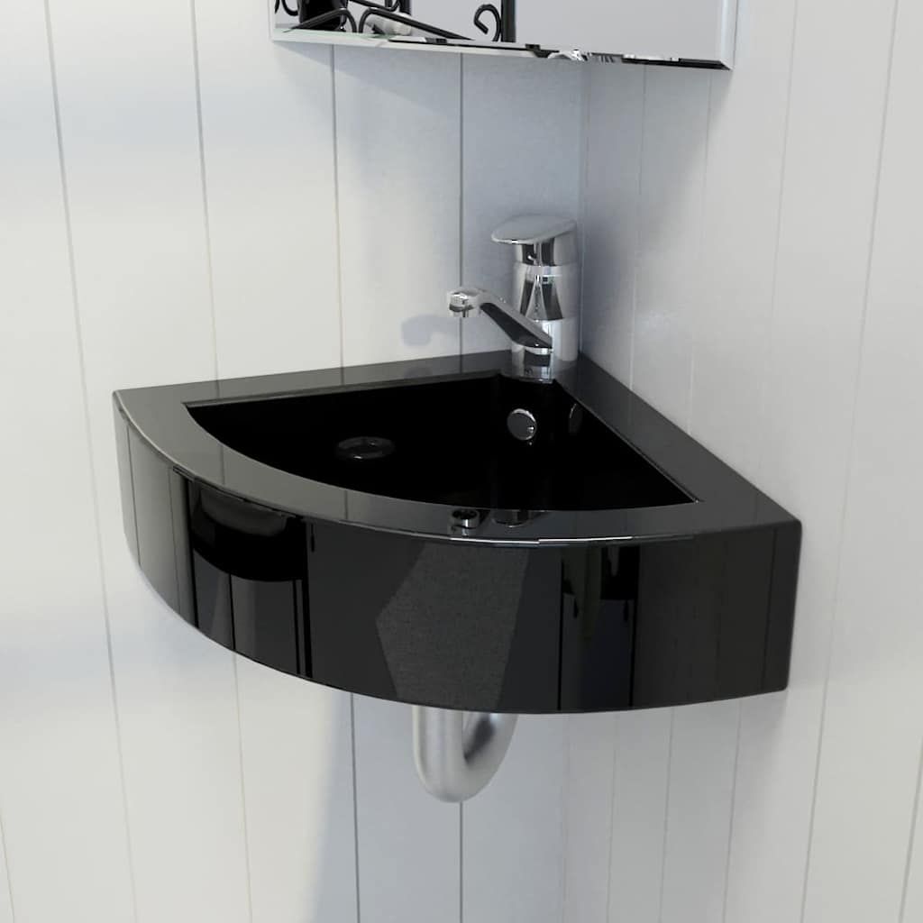 Lavandino con Troppopieno 45x32x12,5 cm Nero vidaXL