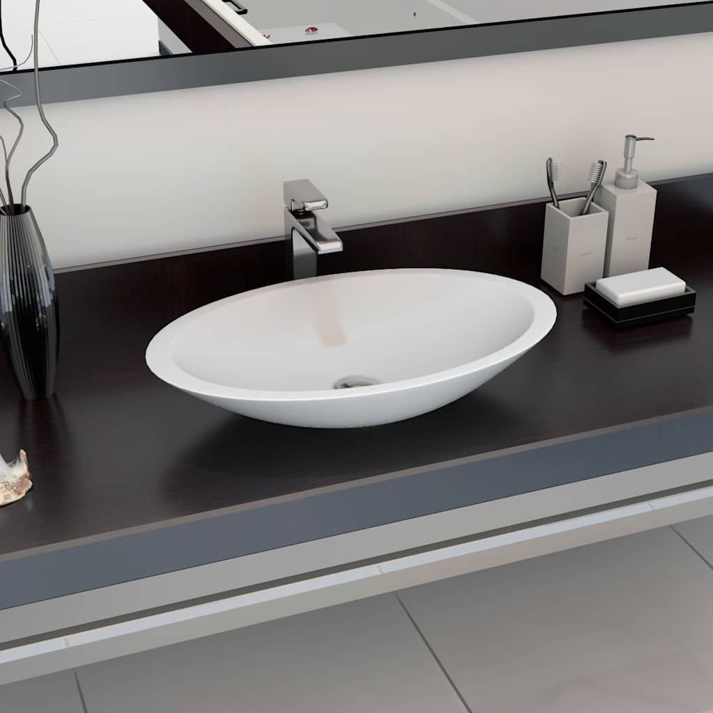 Lavandino 59,3x35,1x10,7 cm Blocco in Marmo/Minerale Bianco vidaXL