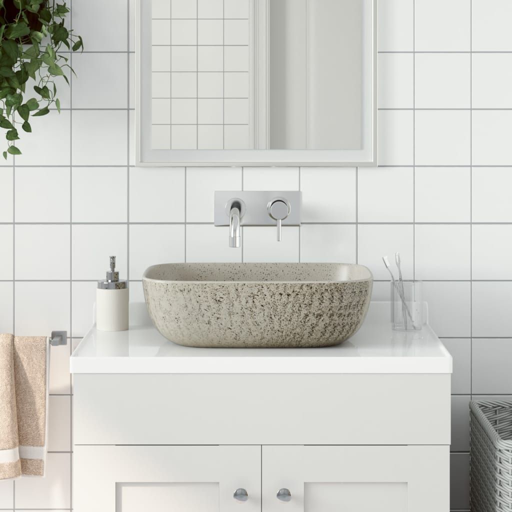 Lavabo da Appoggio Grigio Rettangolare 48x37,5x13,5 cm Ceramica vidaXL